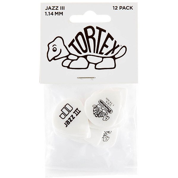 Palheta Dunlop 478P114 Tortex Jazz III 1.14mm Branca - 12 unidades