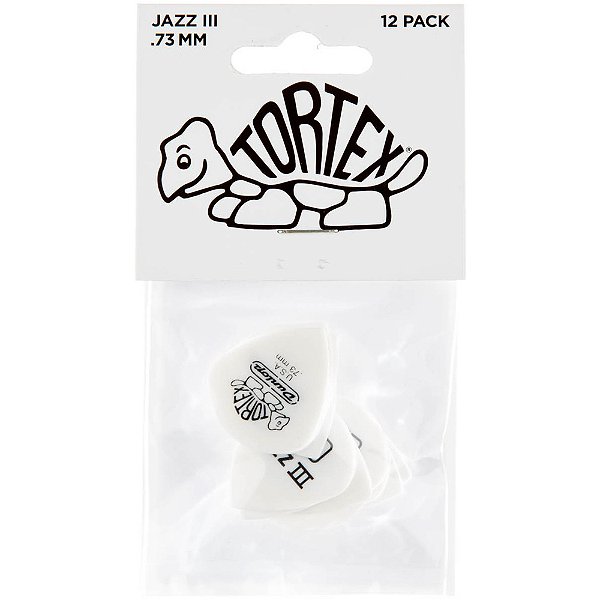 Palheta Dunlop 478P073 Tortex Jazz III 0.73mm Branca - 12 unidades