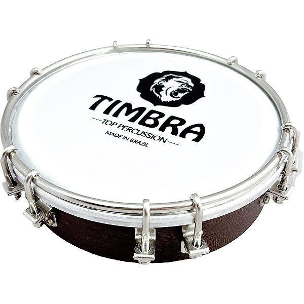Tamborim 6" Madeira Chocolate c/ Aro Niquelado 12 Afinadores Pele Leitosa P3 Timbra 8662C