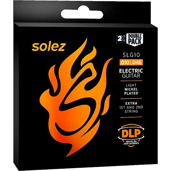 Encordoamento Guitarra Solez SLG10-2 010-046 Light - 2 PACK - 1ª e 2ª extra