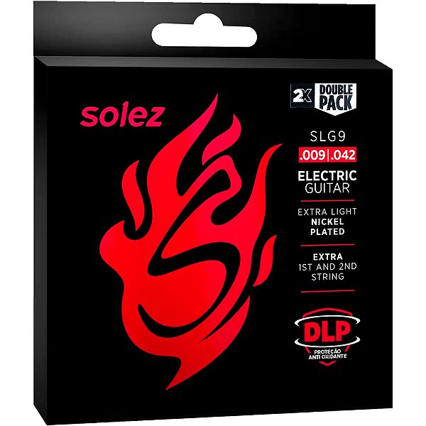 Encordoamento Guitarra Solez SLG9-2 009-042 Extra Light - 2 PACK - 1ª e 2ª extra