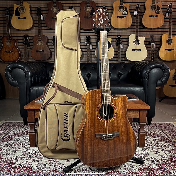 Violão Crafter STG D-15ce PRO+ Solid Mahogany Dreadnought Cutaway - Eq DS-2 Pro+ c/ Mic - c/ bag
