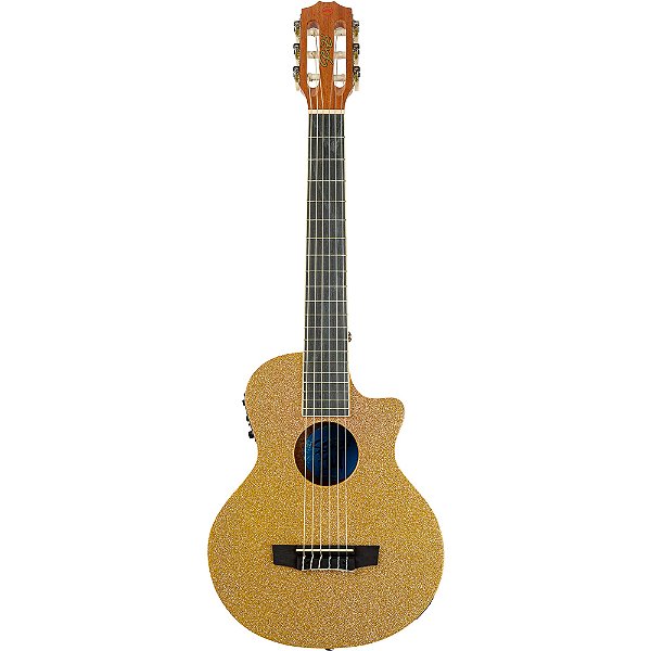 Violão Seizi Fun Panda Eletric Nylon Mini Eletroacústico Desert Gold Sparkle c/ Bag