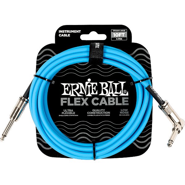 Cabo para Instrumento Ernie Ball 6464 3,0m Flex Cable Azul - P10-P10 - Reto-L