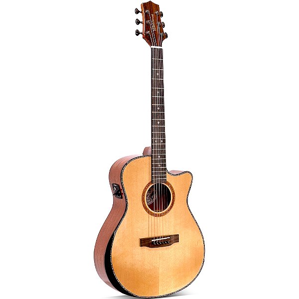 Violão Waldman GCEX-1841 N Grand Auditorium Cutaway Solid Spruce Natural - c/ Bag