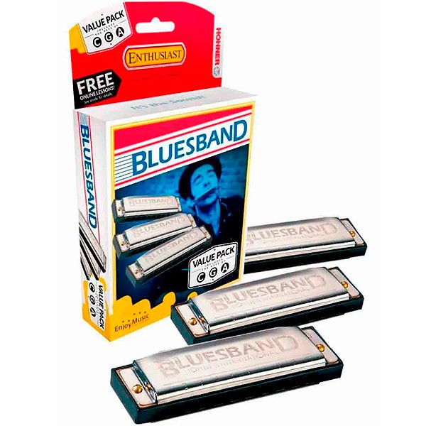 Gaita Hohner Blues Band Diatônica A, C, G - Kit com 3 - Diatonic Harmonica - Enthusiast Series