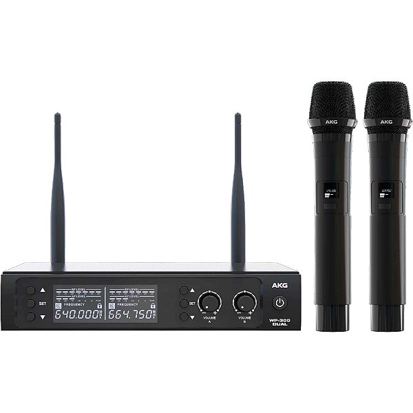 Microfone Sem Fio UHF AKG WP 300 Dual Dinâmico de Mão Duplo