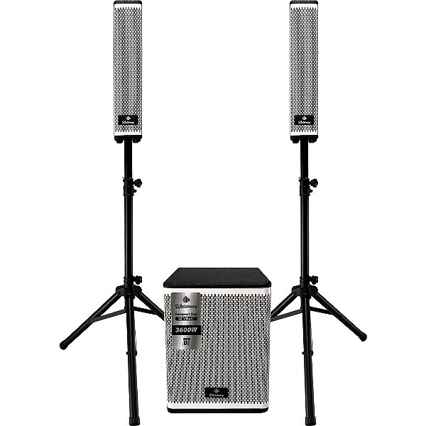 Kit Caixa Ativa Waldman Kompact Duo 3600W KPT2-1264 - 1 sub de 12" + 2 torres com 3x4" + tripés