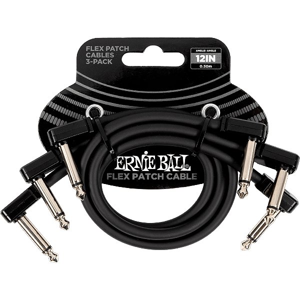 Cabo para Pedal Ernie Ball 6445 Flex Patch 30cm Preto - 3 unidades - P10 x P10 L-L