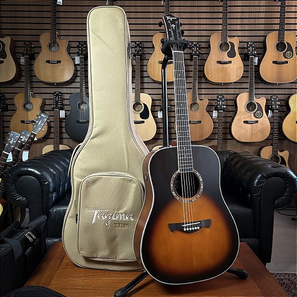 Violão Tagima Tulum TLM-100 SB Sunburst Solid Red Cedar Folk c/ Bag