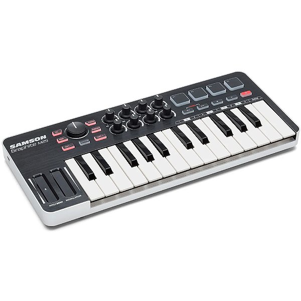 Teclado Controlador Samson Graphite M25 - 25 teclas - 4 pads - MIDI - USB
