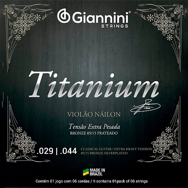 Encordoamento Violão Nylon Giannini Titanium Bronze 85/15 Tensão Extra Pesada GENWXTA