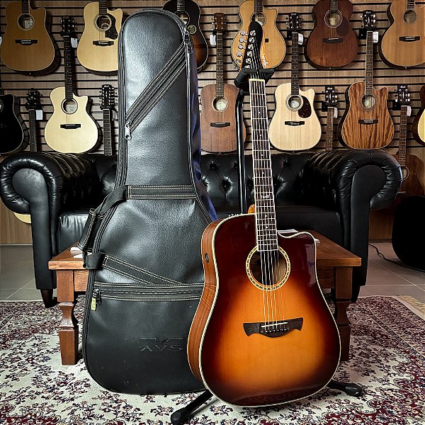 Violão Tagima Swell Eq Vintage Sunburst Folk Cutaway c/ Bag AVS Executive - USADO