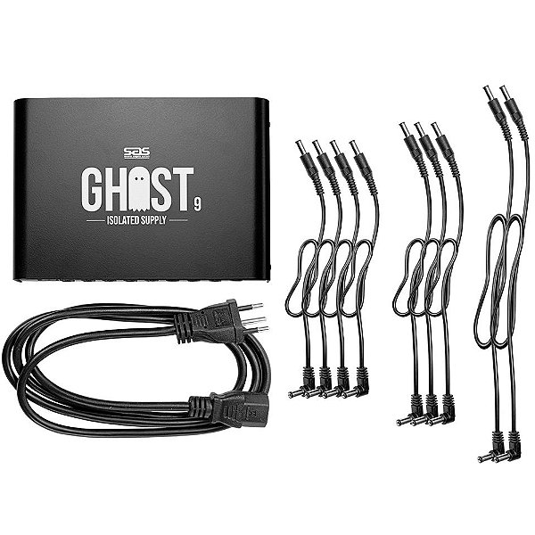 Fonte p/ Pedais Santo Angelo Ghost 9 - Isolada - p/ 9 pedais - 9V 12V 18V - 2450mA