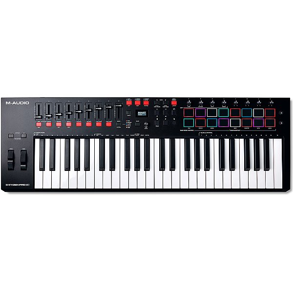 Teclado Controlador M-Audio Oxygen Pro 49 MKV - 49 teclas - 16 pads - 9 faders - 8 knobs - MIDI - USB
