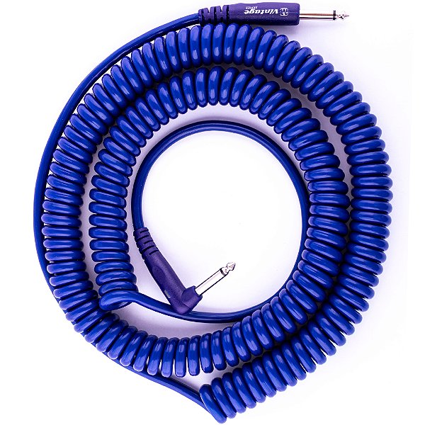 Cabo para Instrumento Mac Cabos Vintage 9,0m Espiral Azul Escuro - P10 Reto-L
