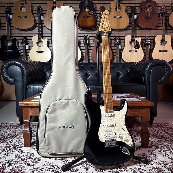Guitarra Benson Strato HSS Hardy Series 902 Black Chrome - S 902 M BK/WP - c/ bag