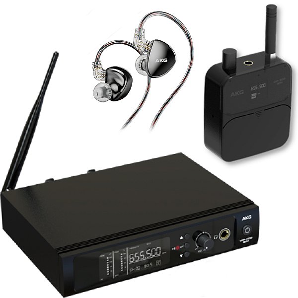 Sistema Monitoramento Sem Fio Akg WP300 IEM - Bodypack e Fone de Ouvido In Ear