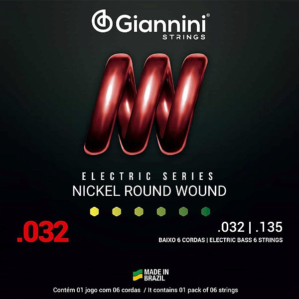 Encordoamento Baixo 6 Cordas Giannini 032-135 GEEBRS6