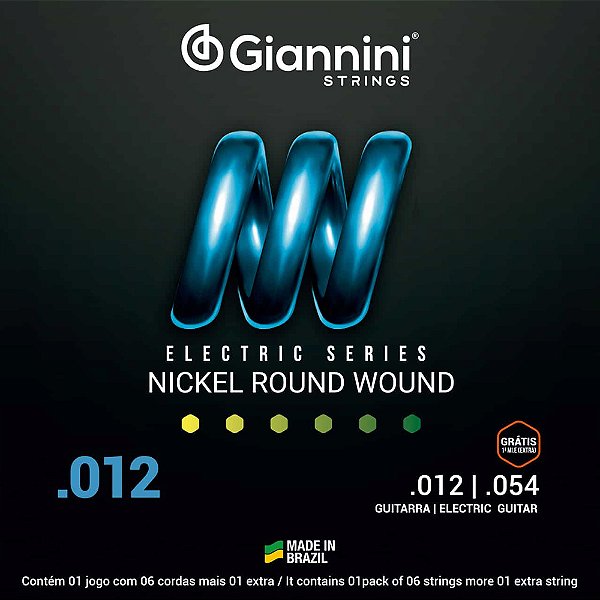 Encordoamento Guitarra Giannini 012-054 Nickel Round Wound GEEGST12