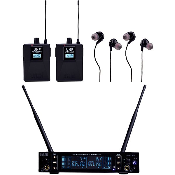 Sistema Monitoramento Sem Fio Dylan DSM-300 com 2 Bodypacks e Fone de Ouvido In Ear