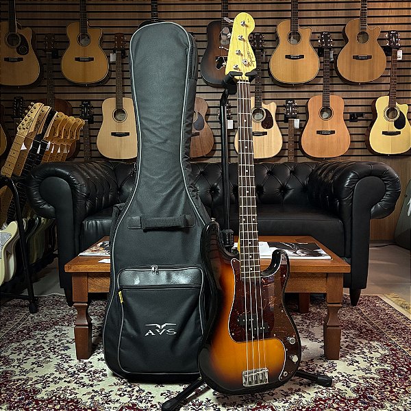Baixo 4 Cordas Squier Affinity Precision Bass Sunburst - Caps Malagoli P Hot - Bag AVS CH200 - SEMINOVO