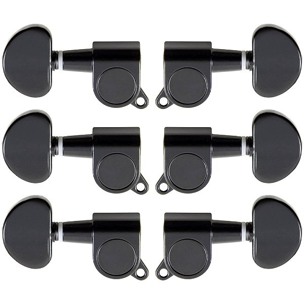 Tarraxa Blindada 3+3 para Violão Aço e Guitarra Strinberg AM02BK Preta - 3L+3R