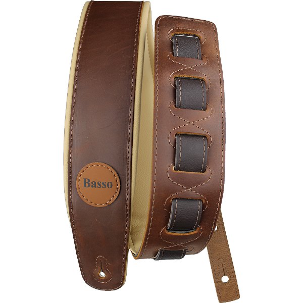 Correia Basso CLA 54 Couro Sintético Vintage Brown 7cm para Guitarra Baixo Violão