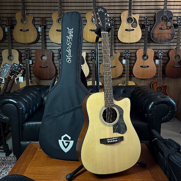 Violão Guild D-340ce Solid Spruce Natural Satin Dreadnought Cutaway c/ bag - SEMINOVO
