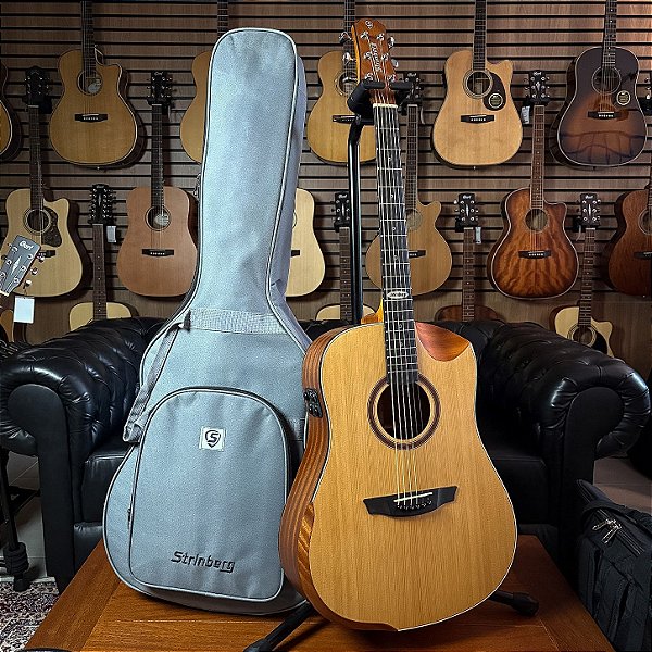 Violão Strinberg Galaxy SD301HCR NS Folk Half Cutaway c/ Efeitos e Bag - SEMINOVO