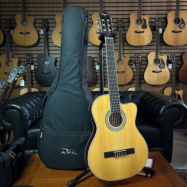 Violão Tagima Cartagena EQ Nylon Flat Cutaway Natural Amber Satin Eletroacústico + Bag AVS CH100 - SEMINOVO