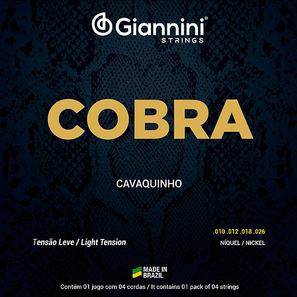 Encordoamento Cavaquinho Giannini Cobra Níquel GESCL Tensão Leve 010-026