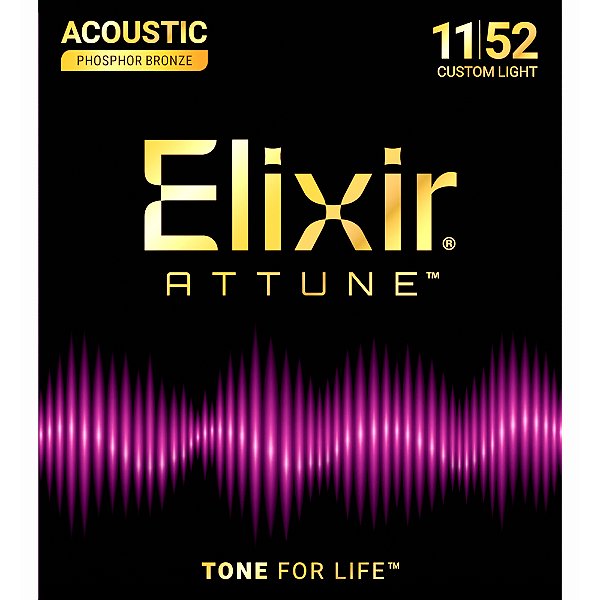 Encordoamento Violão Elixir 011-052 Attune Custom Light Phosphor Bronze 21027