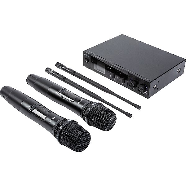 Microfone Sem Fio UHF Lexsen NXS902C HT2 Dinâmico de Mão Duplo