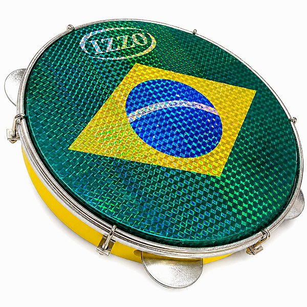 Pandeiro 10" ABS Amarelo Pele Bandeira do Brasil Izzo 3438AM