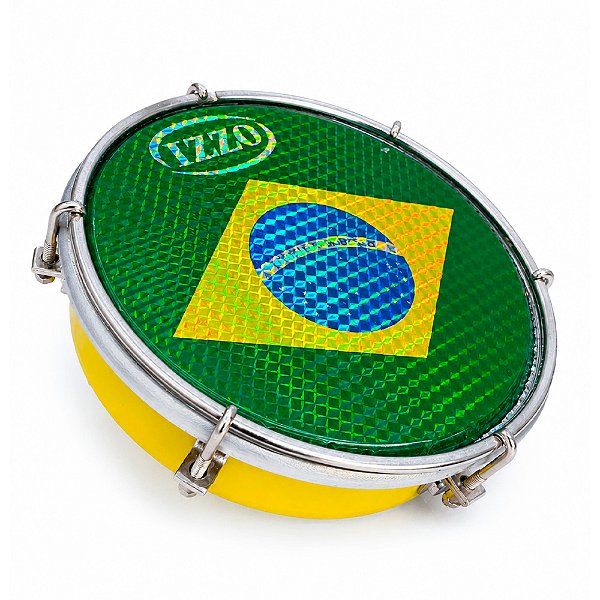 Tamborim 6" ABS Amarelo c/ Pele Bandeira do Brasil Izzo 3691AM-BRA