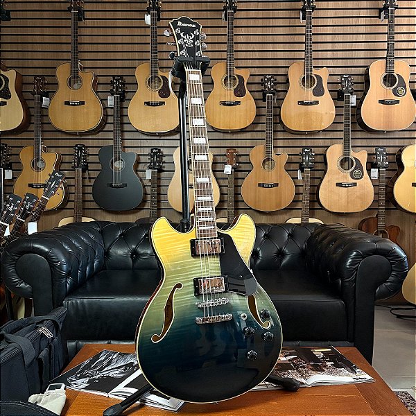 Guitarra Ibanez AS73FM TIF Transparent Indigo Fade - semi hollow - SEMINOVA