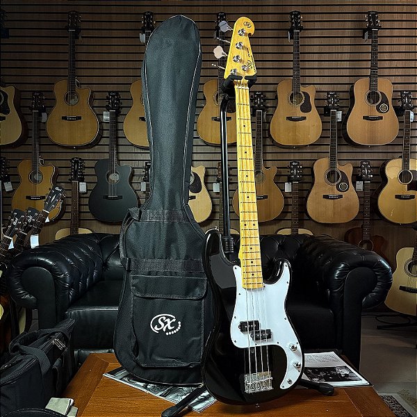 Baixo 4 Cordas SX SPB57+ Black c/ Bag