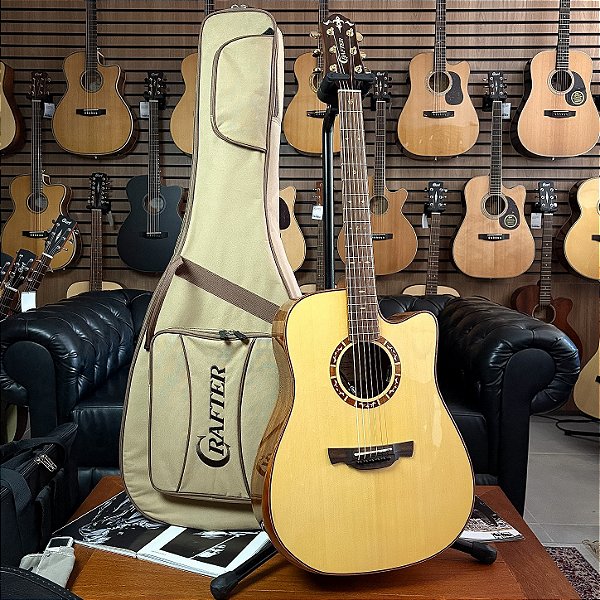 Violão Crafter VL D-16ce PRO+ Solid Spruce Mahogany B/S Dreadnought Cutaway - Eq DS-2 Pro+ c/ Mic - c/ bag - SEMINOVO