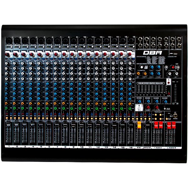 Mesa de Som DBR DM16 USB - Mixer Analógico 16 Canais