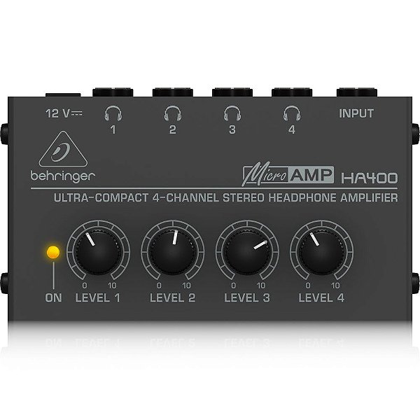 Amplificador para Fones de Ouvido Behringer HA400 MicroAmp - 4 Canais - Ultra Compacto