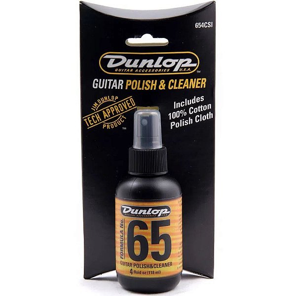 Limpador e Polidor Dunlop Formula 65 para Guitarra/Baixo com Flanela 654CSI