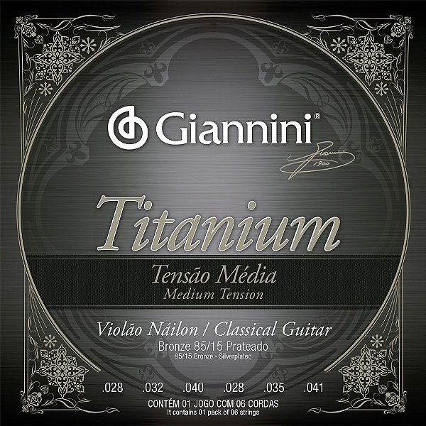 Encordoamento Violão Nylon Giannini Titanium Tensão Média GENWTM