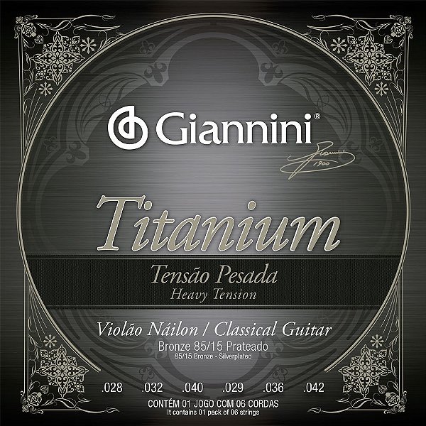 Encordoamento Violão Nylon Giannini Titanium Tensão Pesada GENWTA