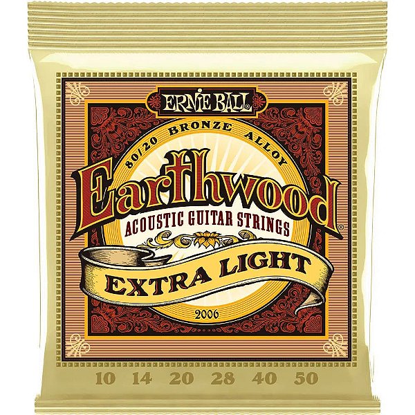 Encordoamento Violão Ernie Ball Earthwood 2006 010-050 80/20 Bronze Extra Light