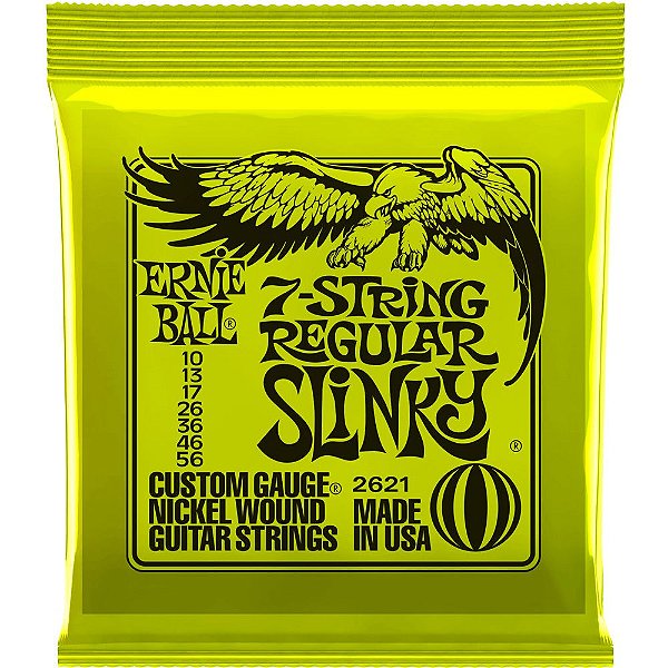 Encordoamento Guitarra 7 cordas Ernie Ball 2621 010-056 7-String Regular Slinky
