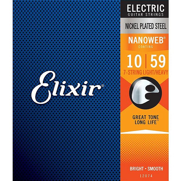 Encordoamento Guitarra 7 Cordas Elixir 010-059 Nanoweb Light/Heavy 12074