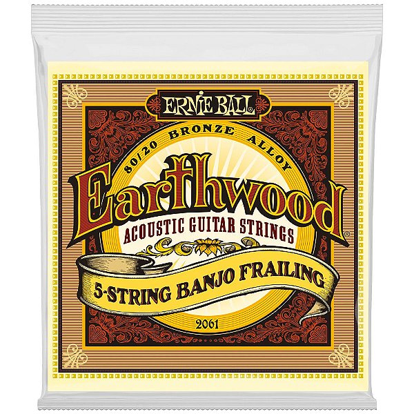 Encordoamento Banjo 5 cordas Ernie Ball 2061 Earthwood Bronze 80/20 Frailing - Loop End