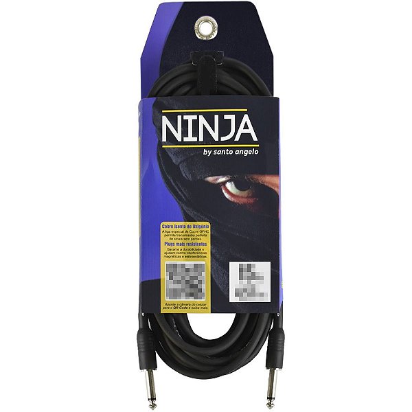 Cabo para Instrumento Santo Angelo NINJA 6,0m preto P10 x P10 Reto-Reto