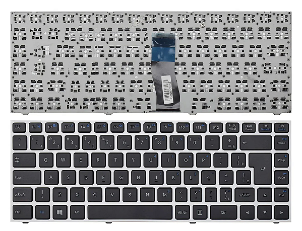 TECLADO PARA NOTEBOOK POSITIVO PREMIUM XS3210 MP-12R78PA-43022 - PRETO - BR - FRAME CINZA (SKU: T2418)